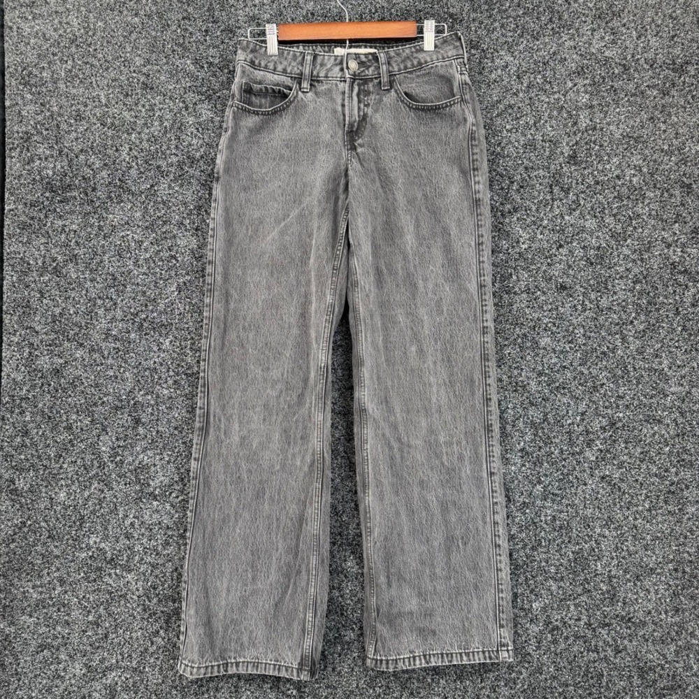 Hollister Low-Rise Baggy Jeans Washed Gray Denim Wide Leg W25 Long 0L
